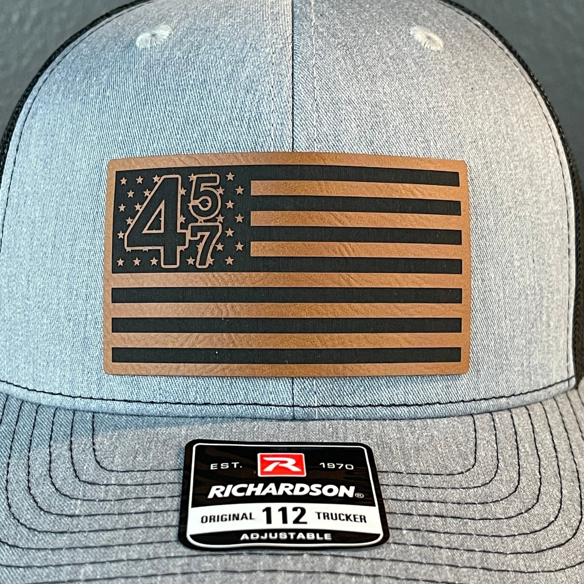 45 47 Inauguration American Flag Patriotic SnapBack Trucker Rawhide Leather Patch Hat - Hollow Point Society - Patch Hat