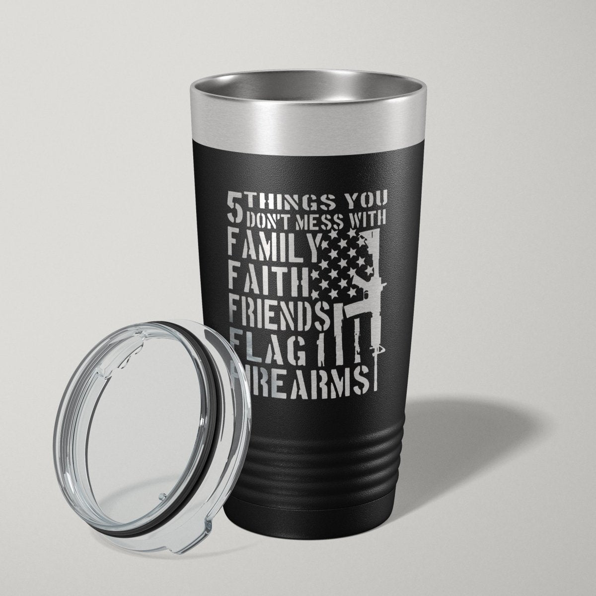 5 Things You Don't Mess With Patriotic 20oz Laser Engraved Tumbler Travel Mug - Hollow Point Society - Tumblers