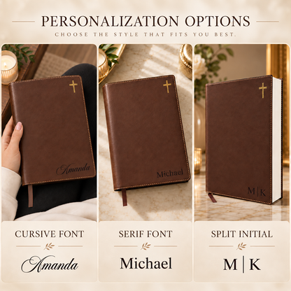 Personalized NIV Journal Bible – Engraved Brown Leathersoft Bible with Name or Monogram
