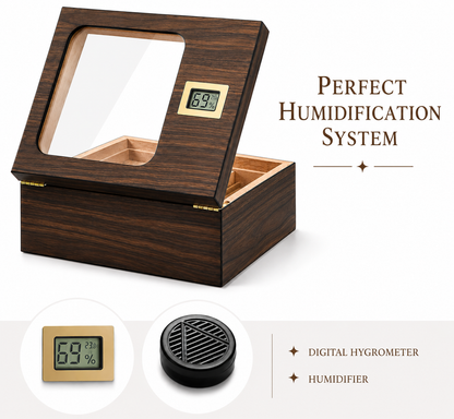 Personalized Cigar Humidor with Digital Hygrometer