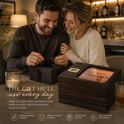 Personalized Cigar Humidor with Digital Hygrometer