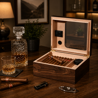 Personalized Cigar Humidor with Digital Hygrometer