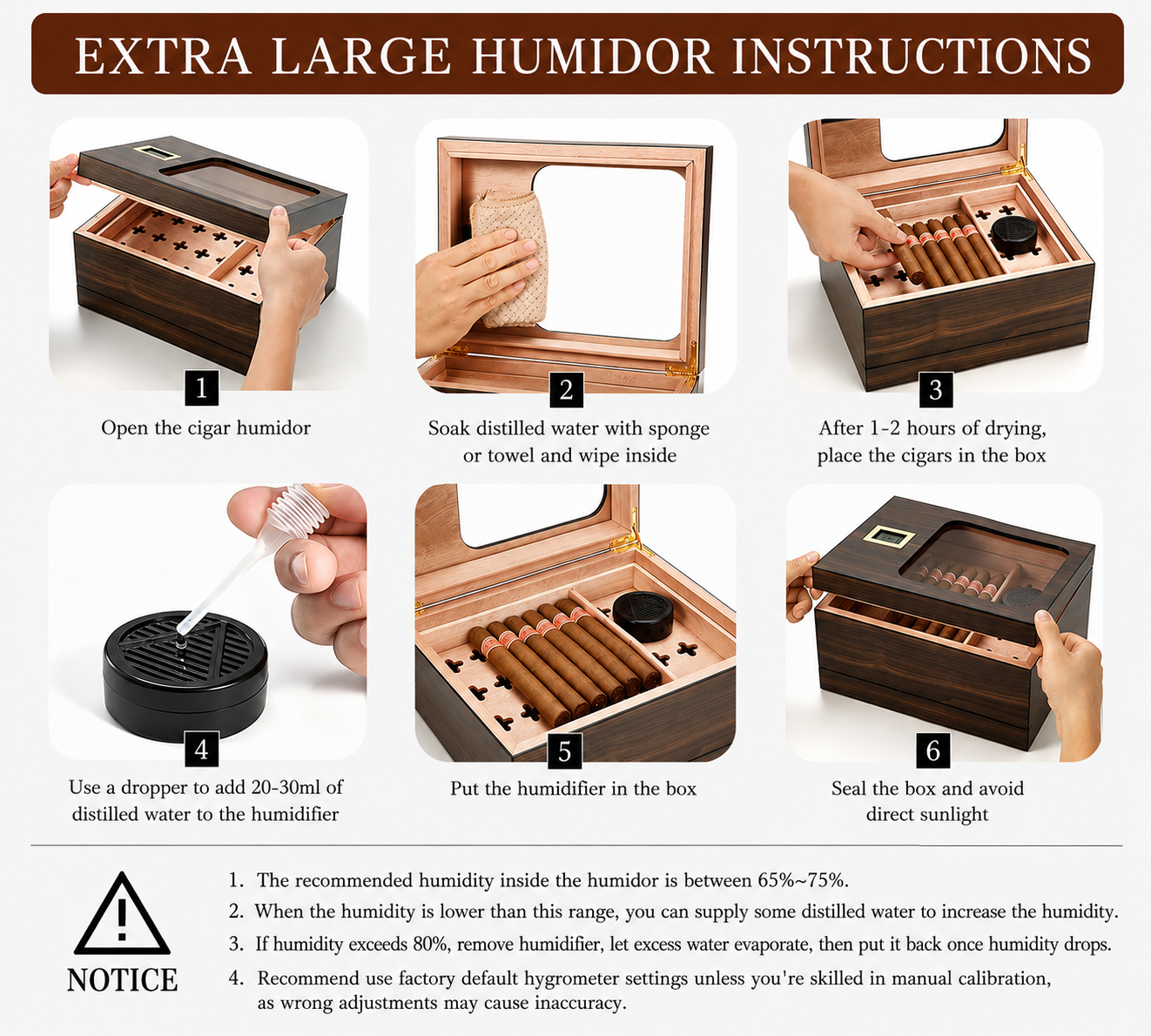 Personalized Cigar Humidor with Digital Hygrometer