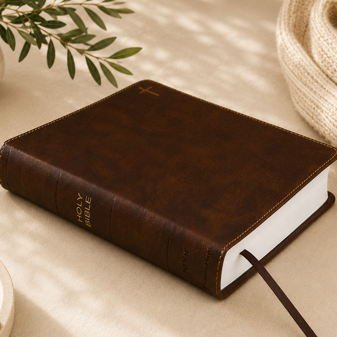 Personalized NIV Journal Bible – Engraved Brown Leathersoft Bible with Name or Monogram