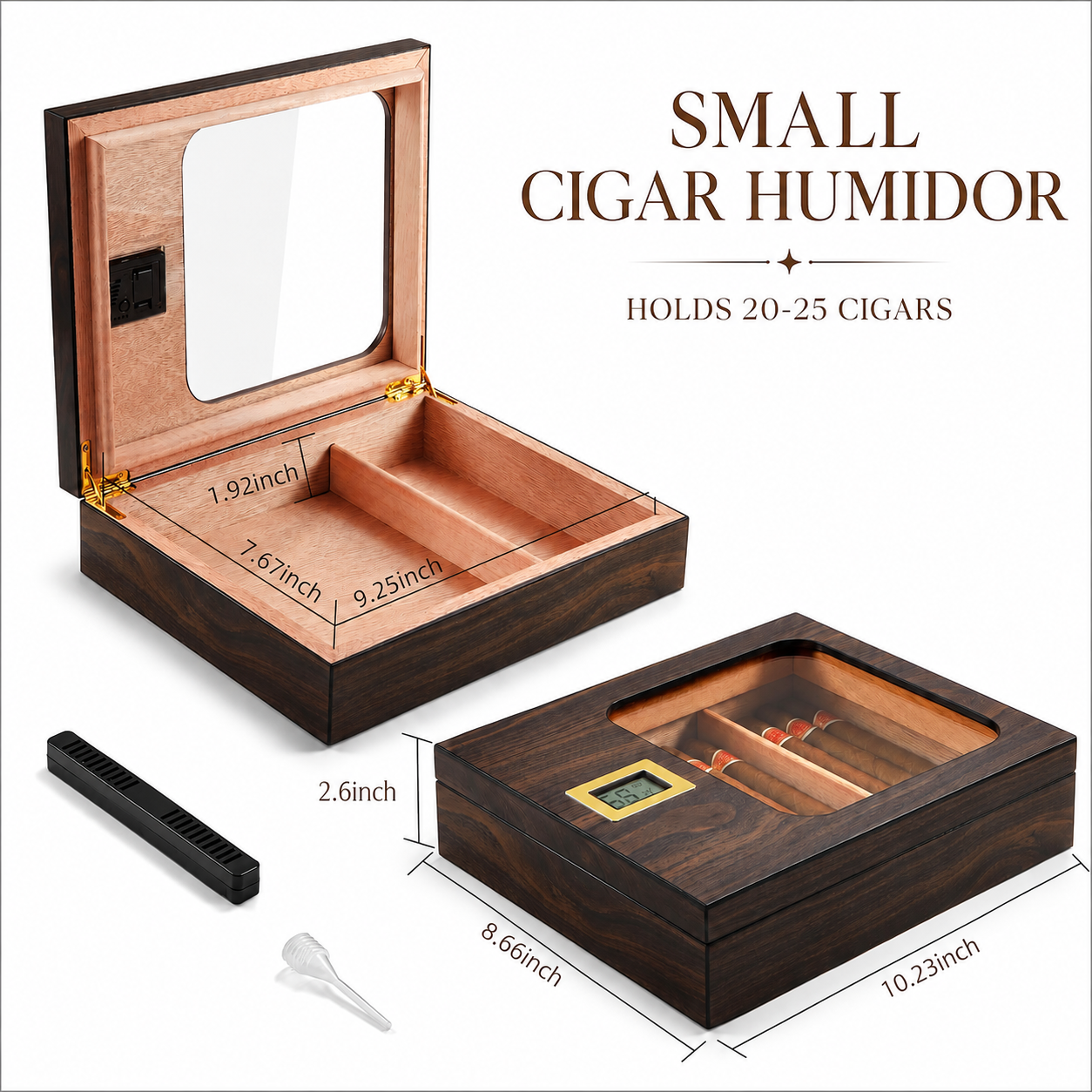 Personalized Cigar Humidor with Digital Hygrometer