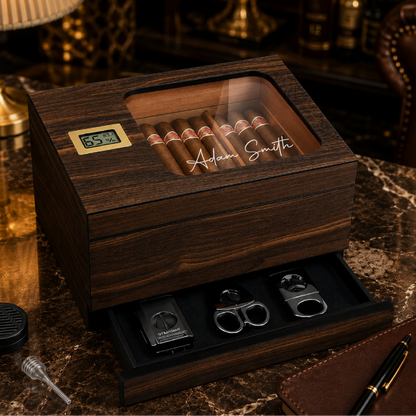 Personalized Signature Cigar Humidor | Engraved Cigar Box