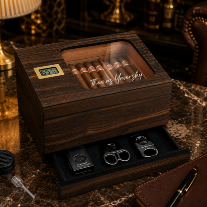 Personalized Signature Cigar Humidor | Engraved Cigar Box