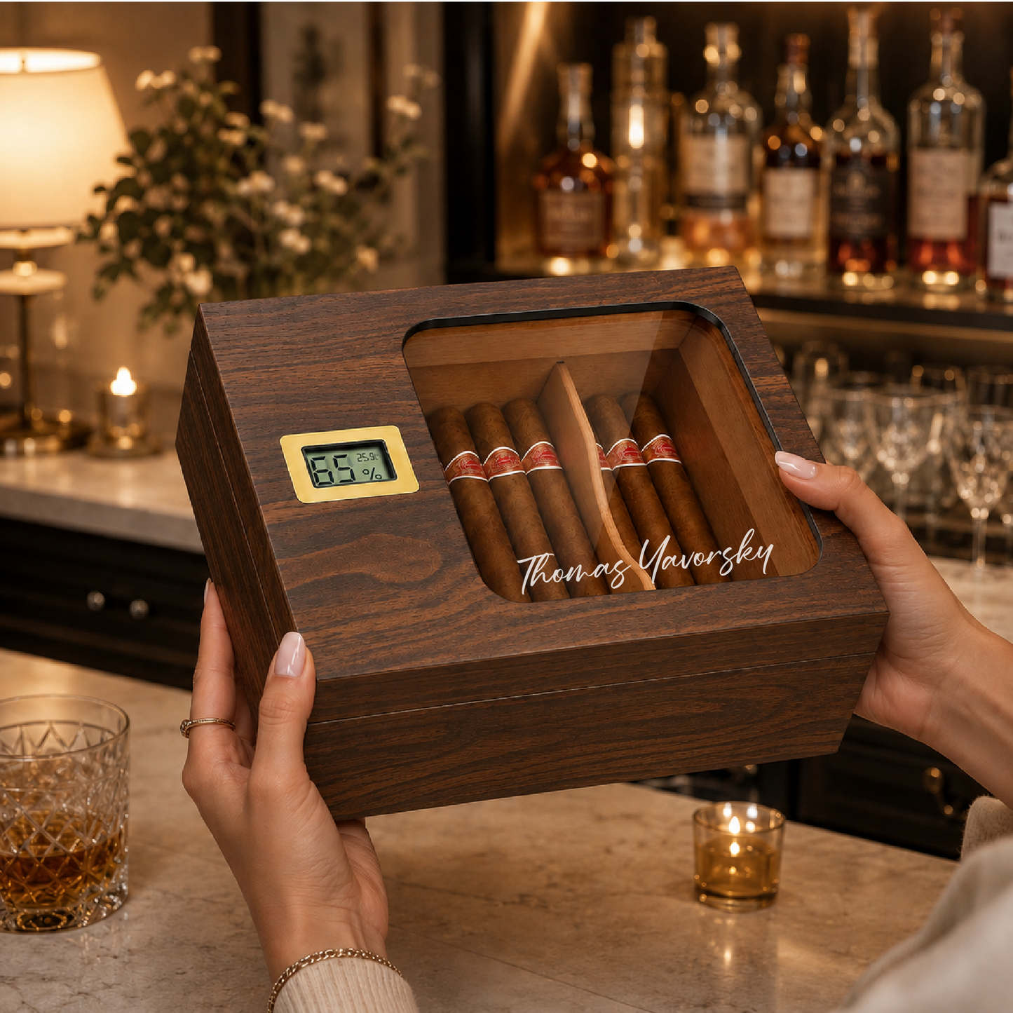 Personalized Signature Cigar Humidor | Engraved Cigar Box