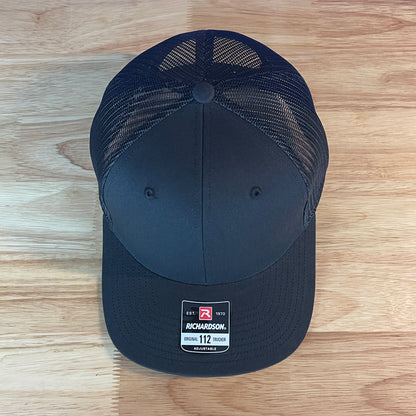 Blacked Out American Flag Patriotic Leather Patch Hat Black