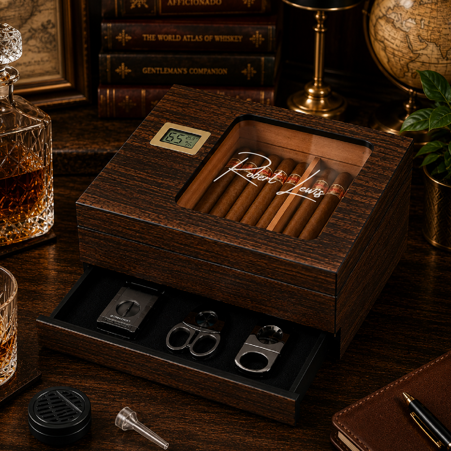 Personalized Signature Cigar Humidor | Engraved Cigar Box
