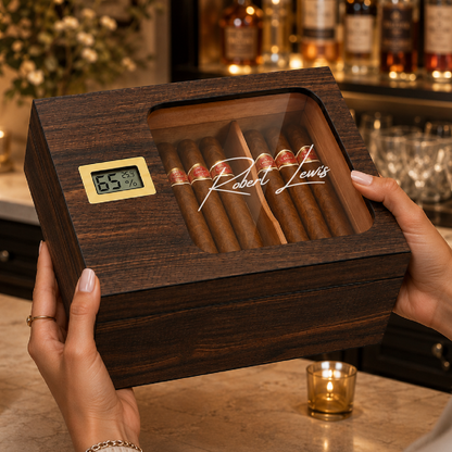 Personalized Signature Cigar Humidor | Engraved Cigar Box