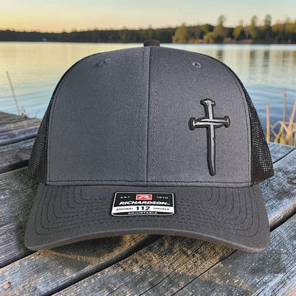 Three Nail Cross Leather Patch SnapBack Trucker Hat