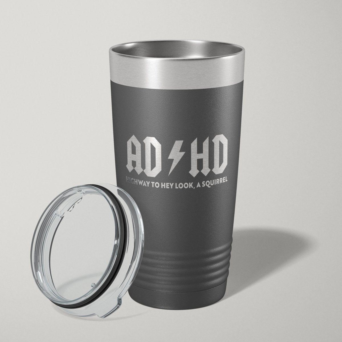 ADHD Hey Look, A Squirrel 20oz Laser Engraved Tumbler Travel Mug - Hollow Point Society - Tumblers