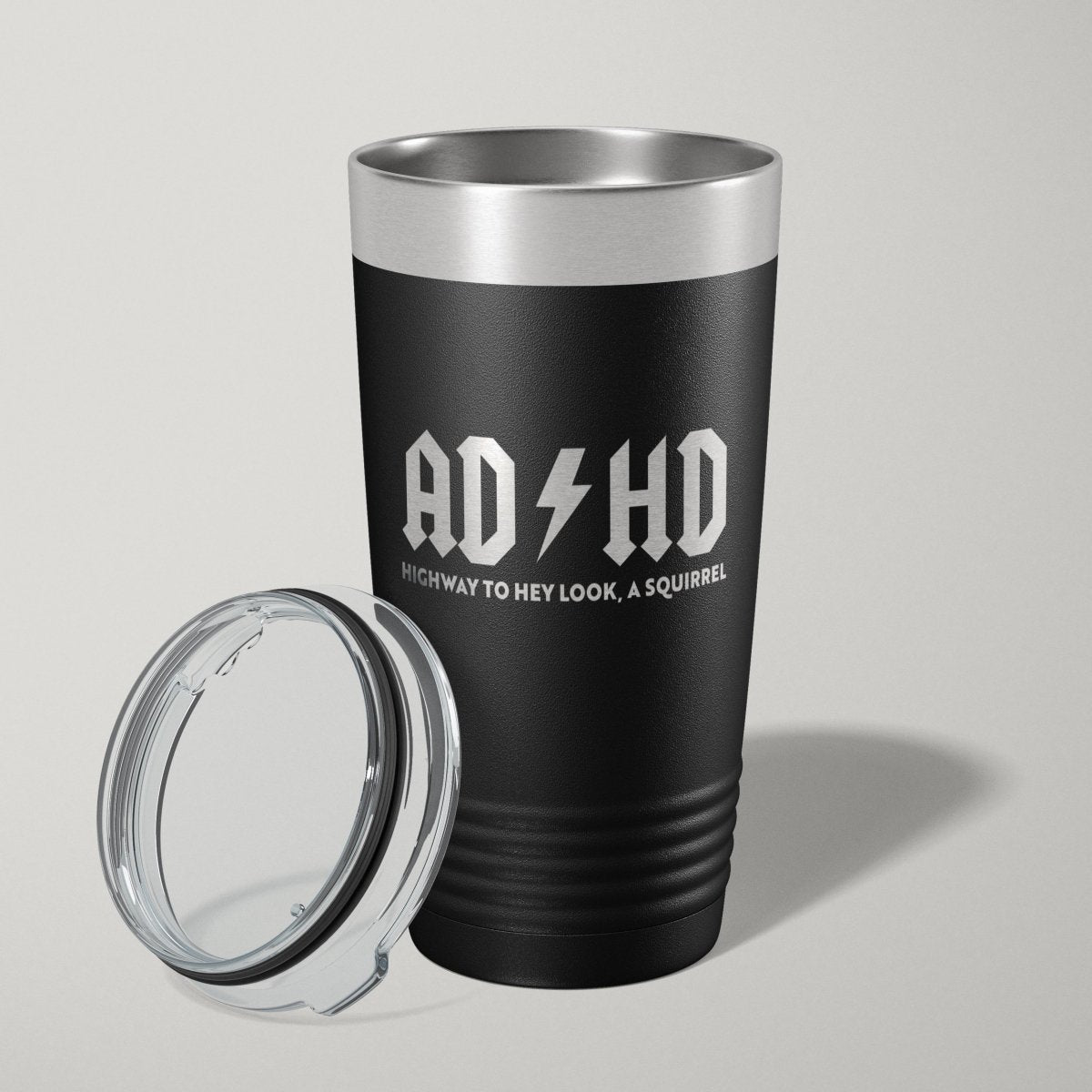 ADHD Hey Look, A Squirrel 20oz Laser Engraved Tumbler Travel Mug - Hollow Point Society - Tumblers