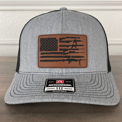 American Flag 2nd Amendment Patriotic Leather Patch Hat - Hollow Point Society - Patch Hat