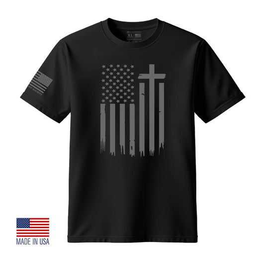 American Flag Cross T-Shirt - Hollow Point Society - T-Shirt