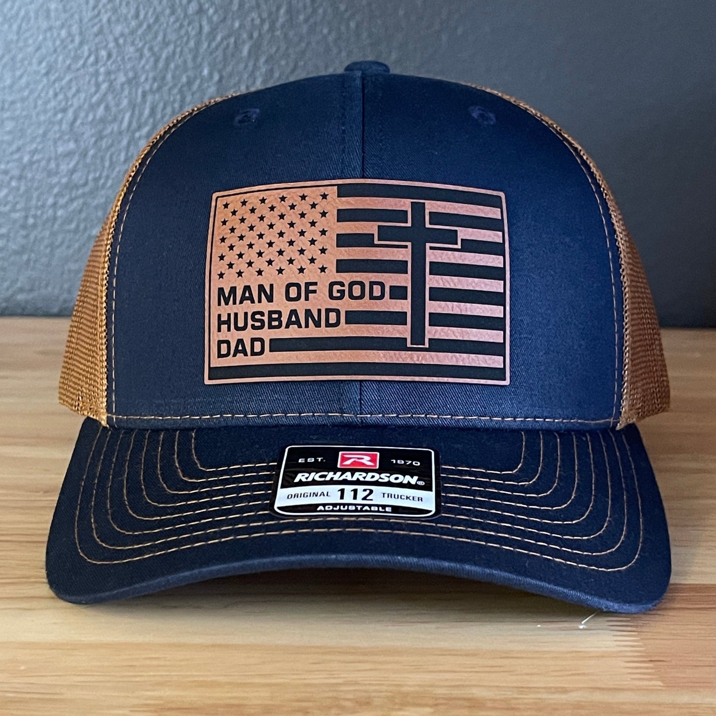 American Flag Man Of God Cross Christian SnapBack Trucker Hat Leather Patch - Hollow Point Society - Patch Hat