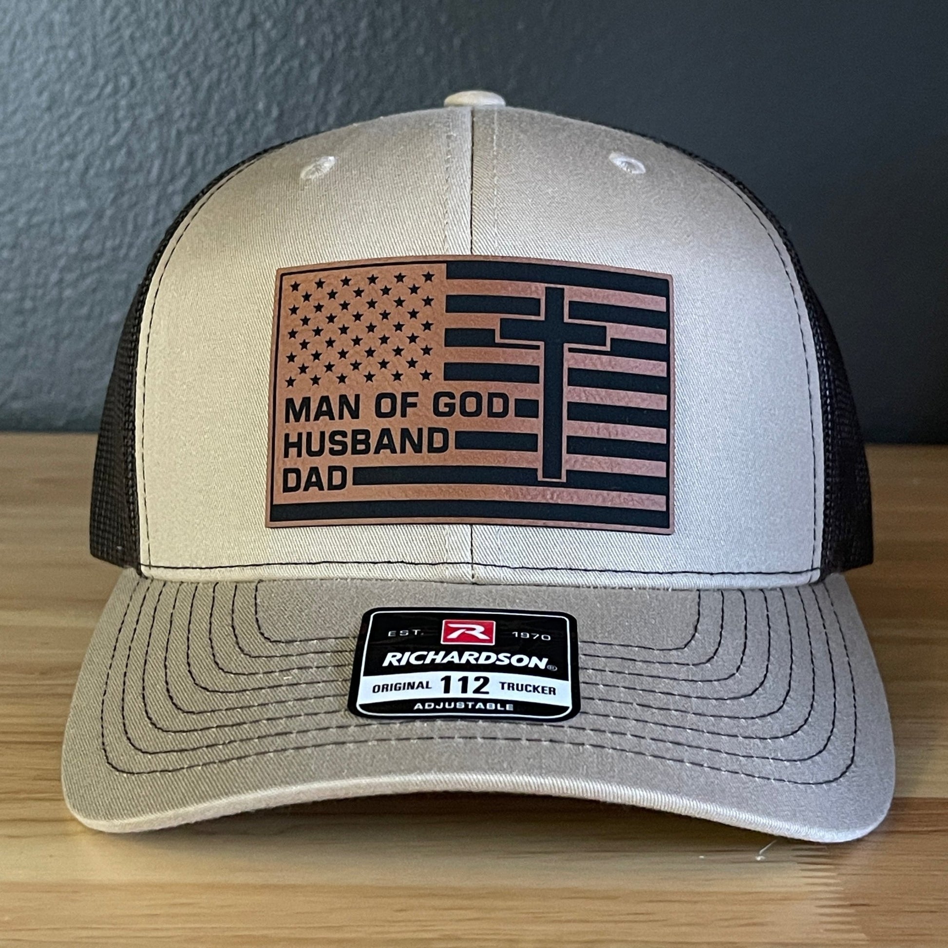 American Flag Man Of God Cross Christian SnapBack Trucker Hat Leather Patch - Hollow Point Society - Patch Hat