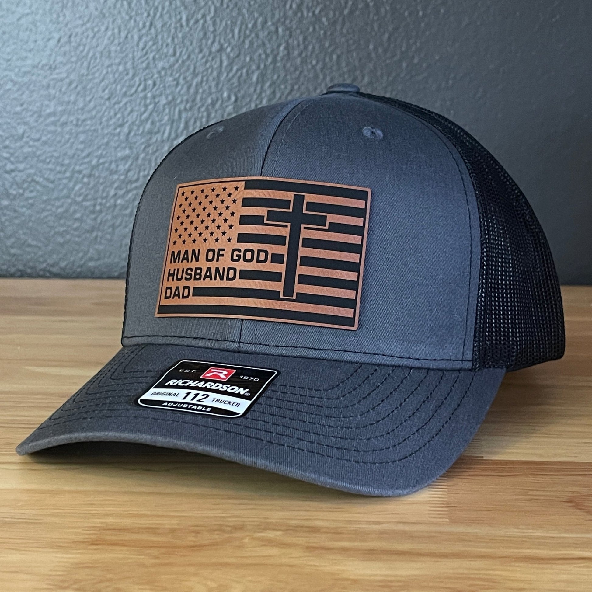 American Flag Man Of God Cross Christian SnapBack Trucker Hat Leather Patch - Hollow Point Society - Patch Hat