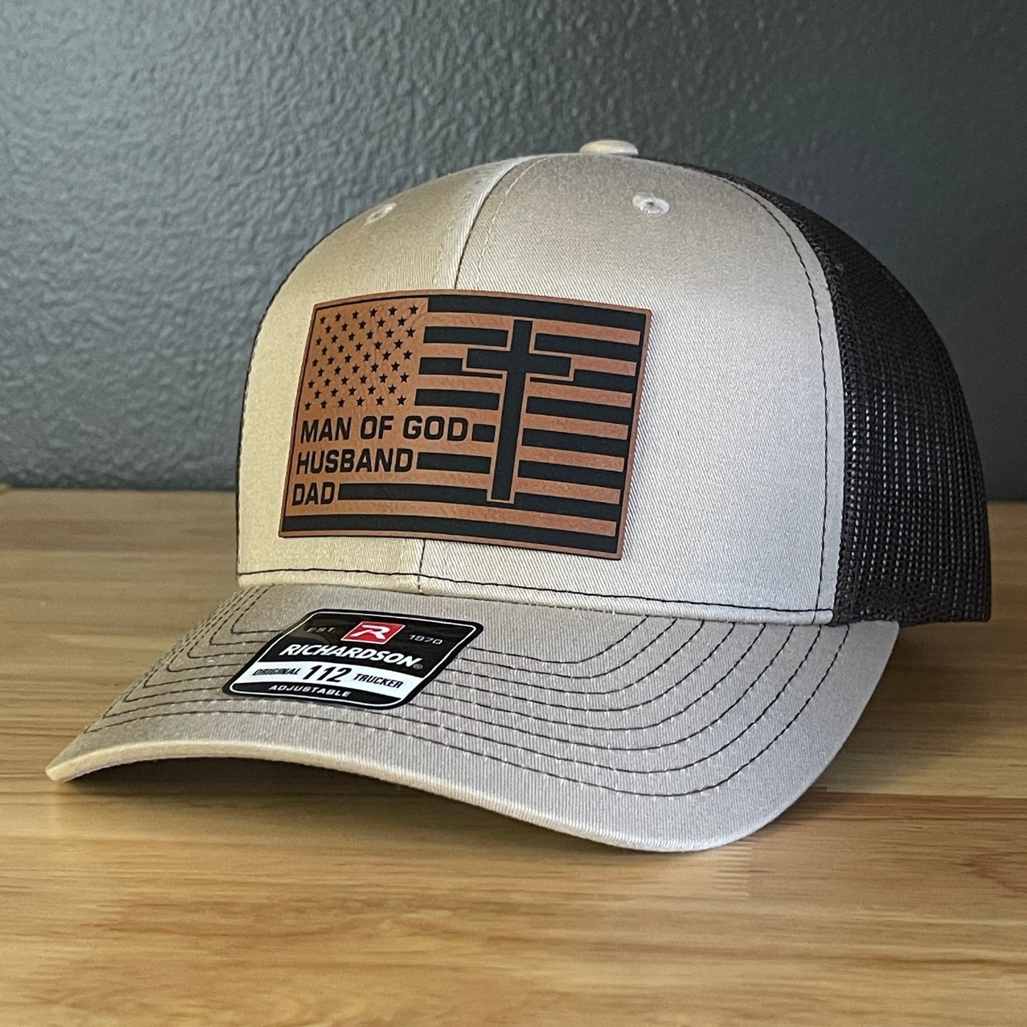 American Flag Man Of God Cross Christian SnapBack Trucker Hat Leather Patch - Hollow Point Society - Patch Hat