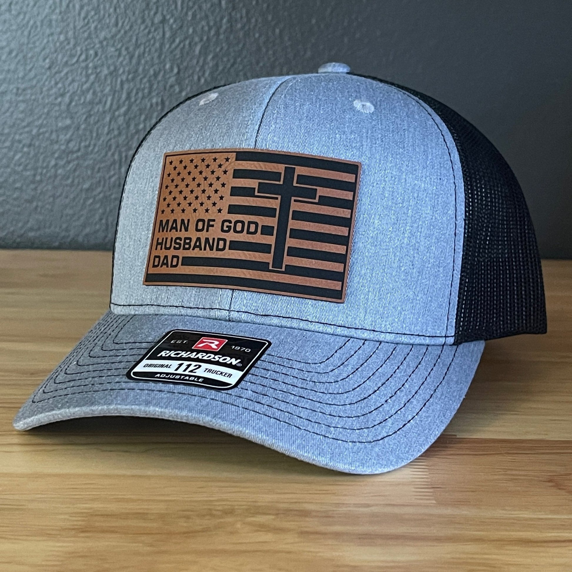 American Flag Man Of God Cross Christian SnapBack Trucker Hat Leather Patch - Hollow Point Society - Patch Hat
