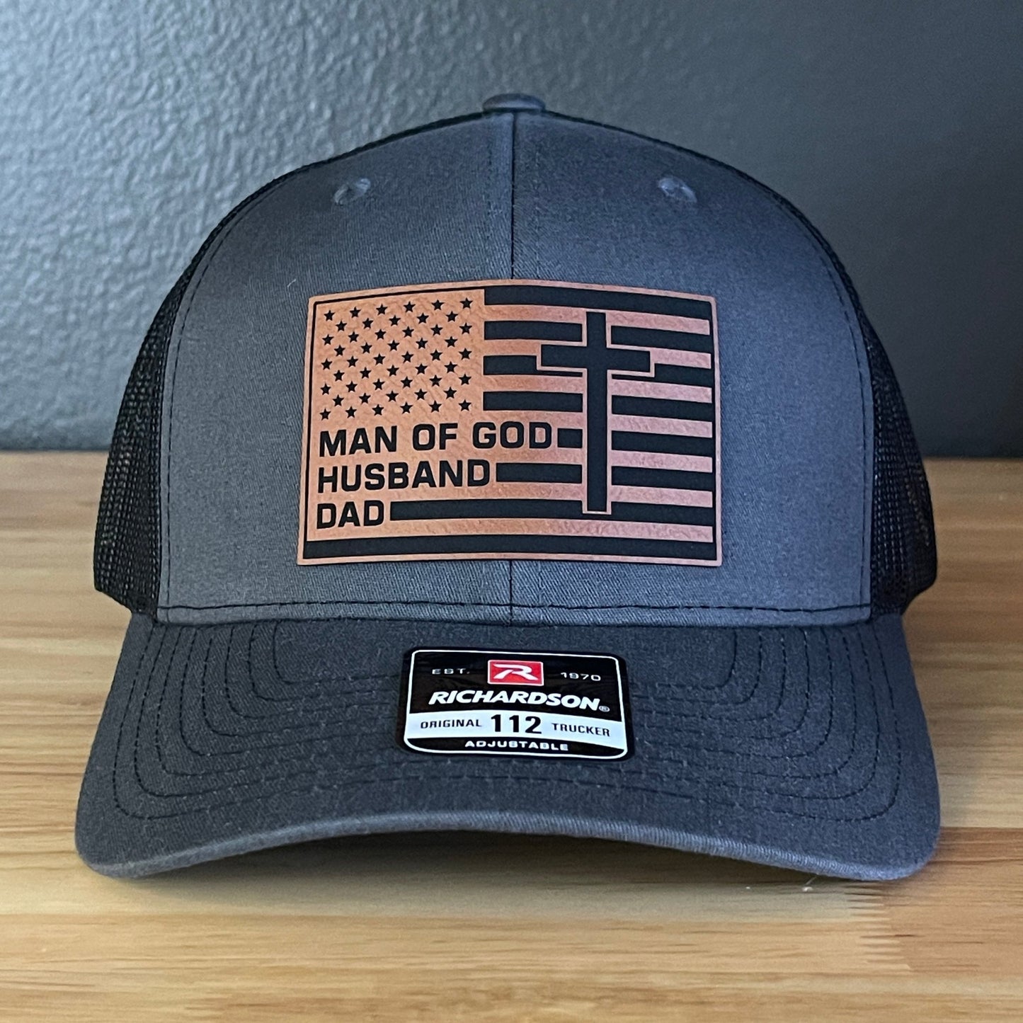 American Flag Man Of God Cross Christian SnapBack Trucker Hat Leather Patch - Hollow Point Society - Patch Hat