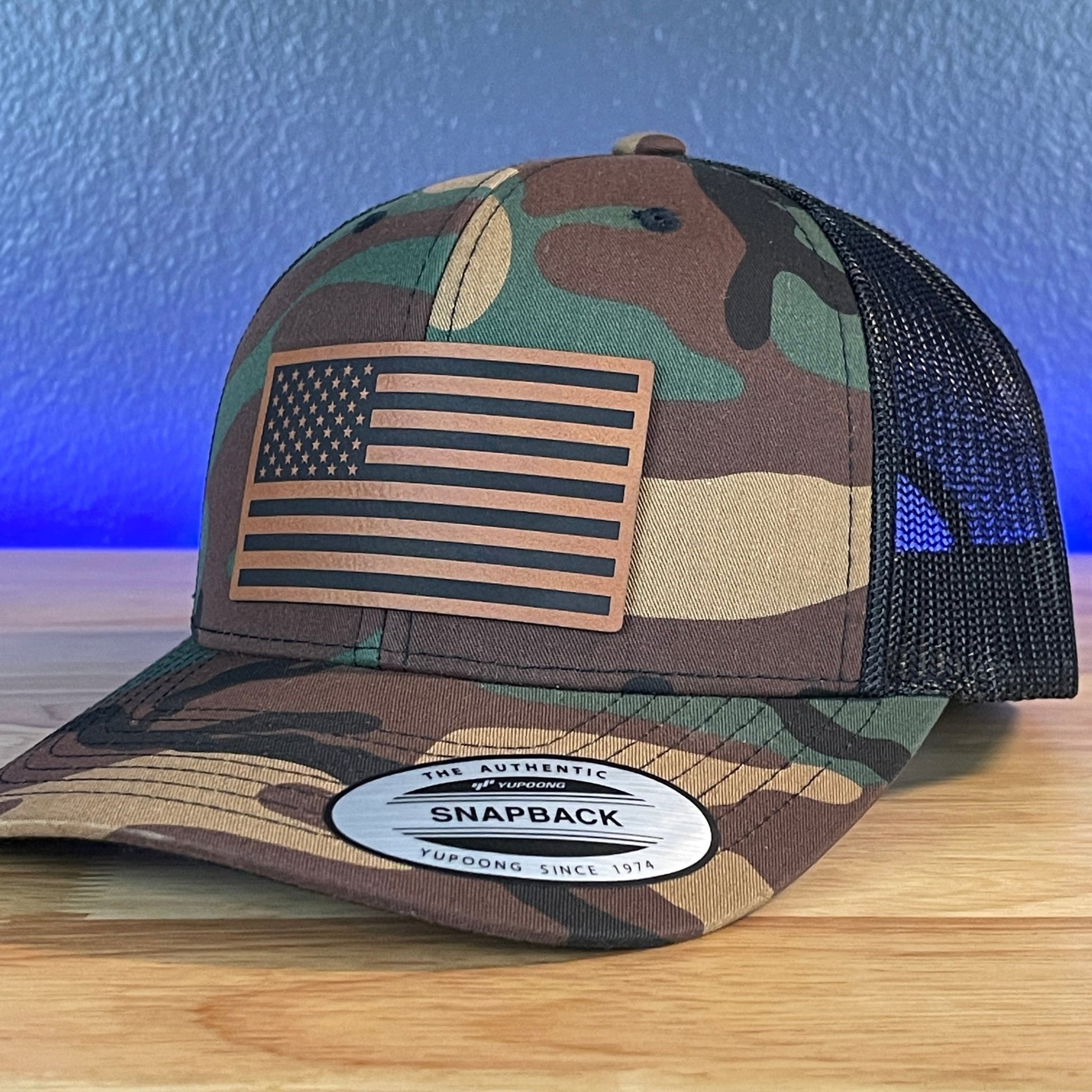 American Flag Patriotic SnapBack Trucker Patch Hat Camo/Black - Hollow Point Society - Patch Hat