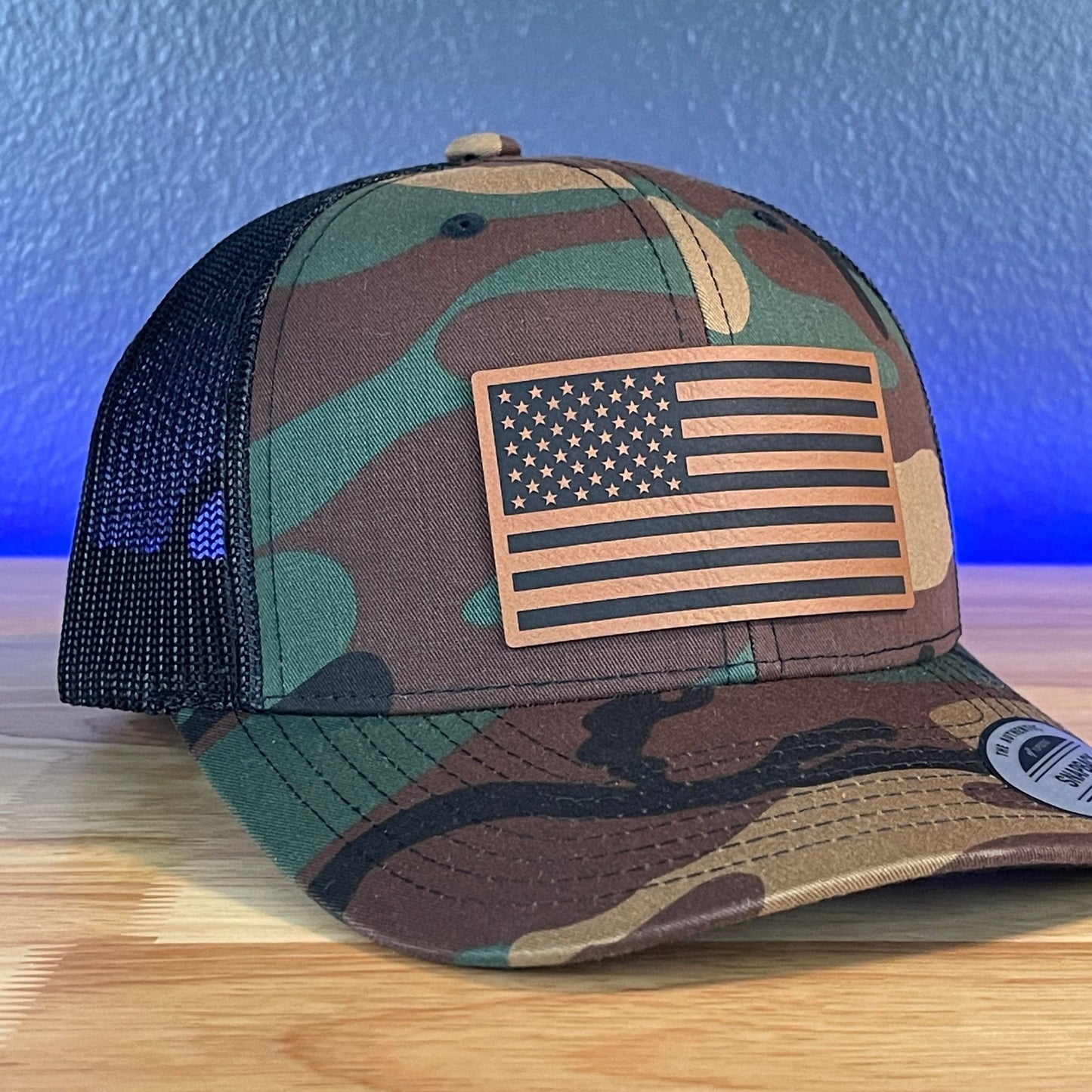 American Flag Patriotic SnapBack Trucker Patch Hat Camo/Black - Hollow Point Society - Patch Hat