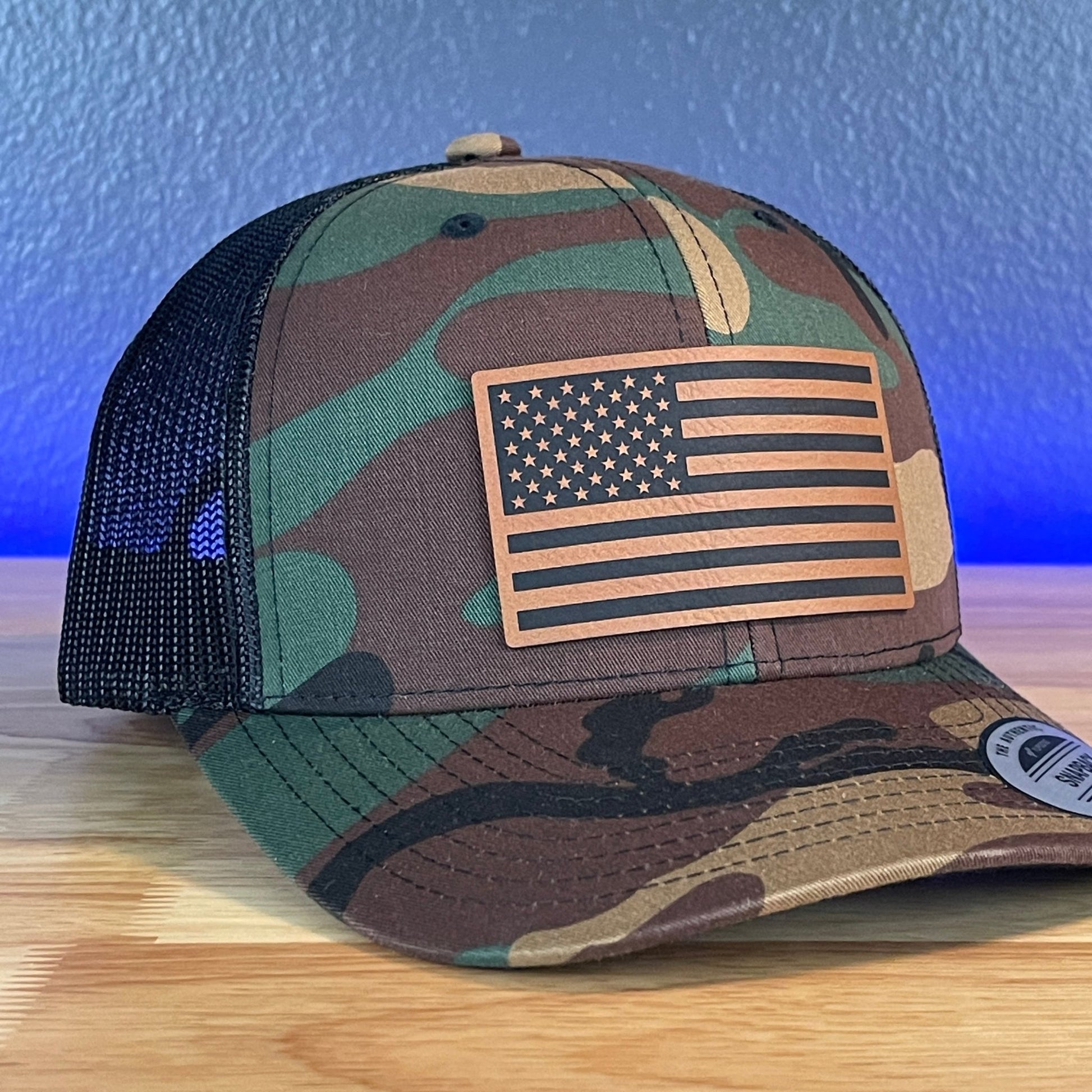 American Flag Patriotic SnapBack Trucker Patch Hat Camo/Black - Hollow Point Society - Patch Hat