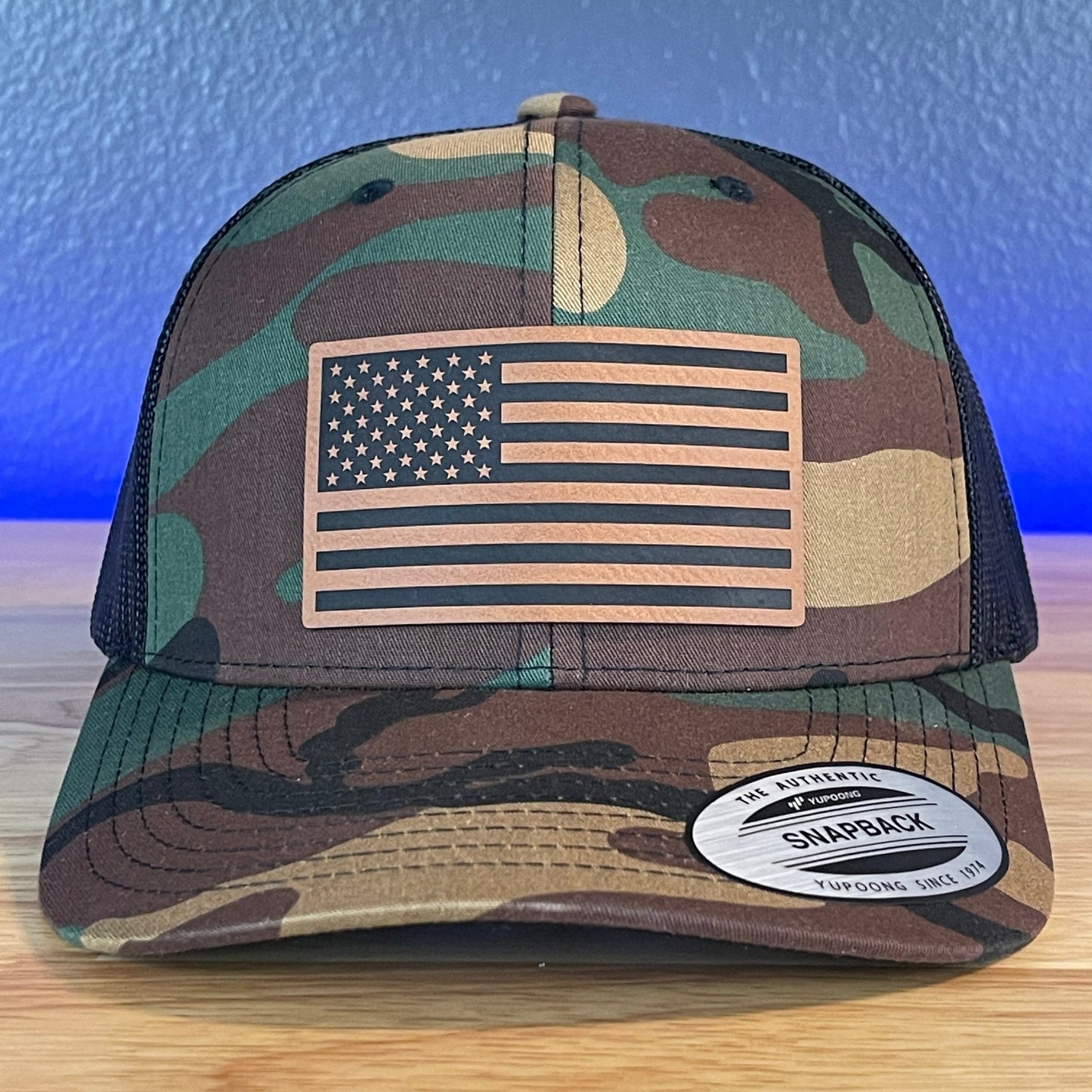 American Flag Patriotic SnapBack Trucker Patch Hat Camo/Black - Hollow Point Society - Patch Hat