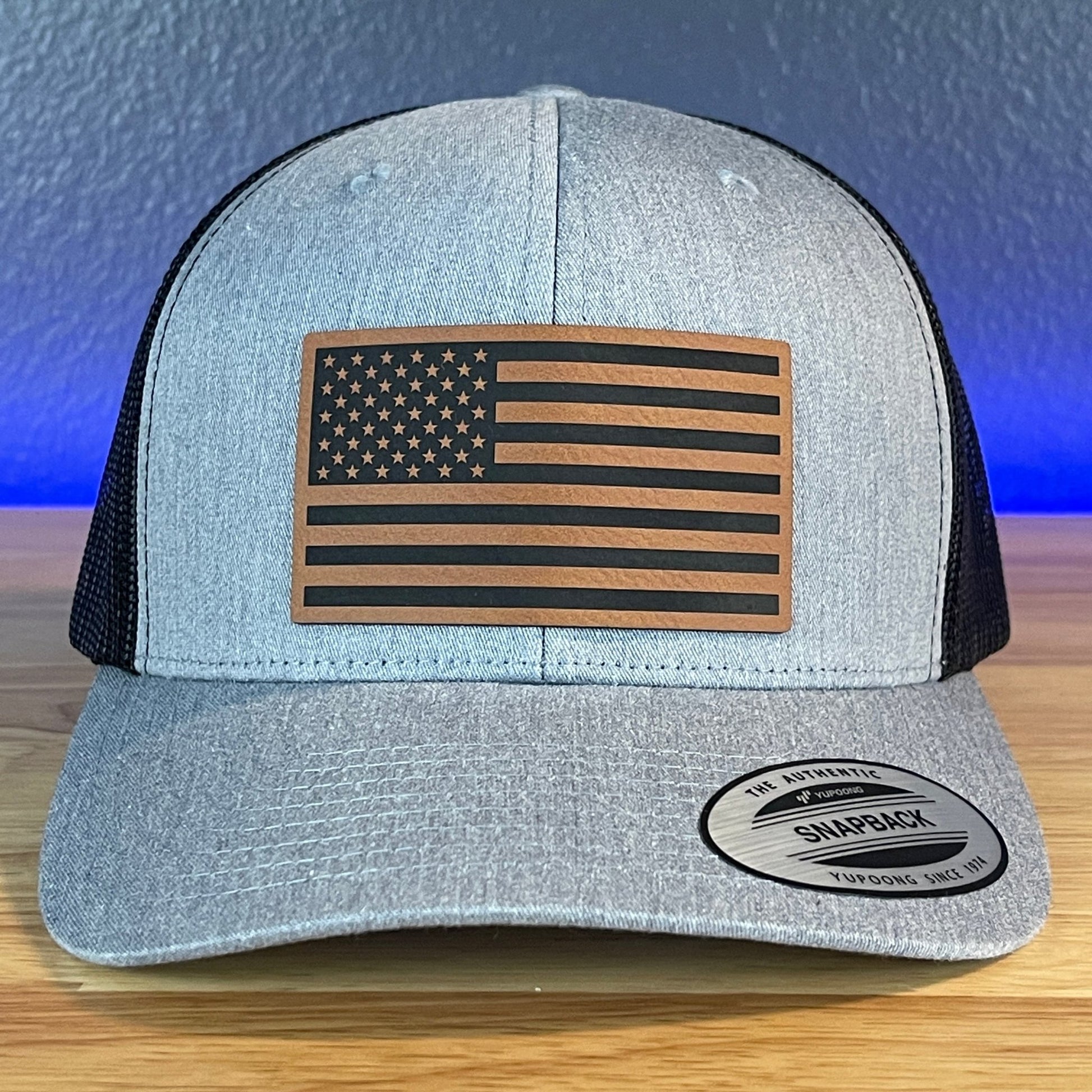 American Flag Patriotic SnapBack Trucker Rawhide Leather Patch Hat - Hollow Point Society - Patch Hat