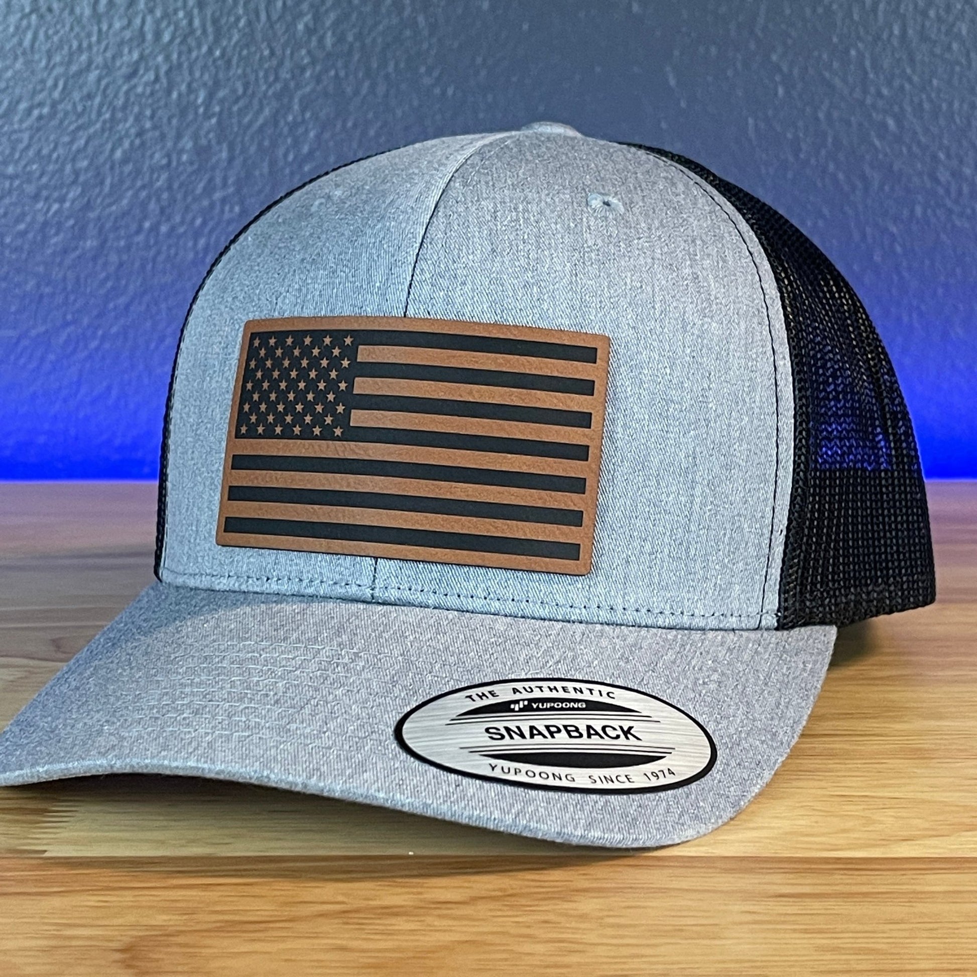 American Flag Patriotic SnapBack Trucker Rawhide Leather Patch Hat - Hollow Point Society - Patch Hat