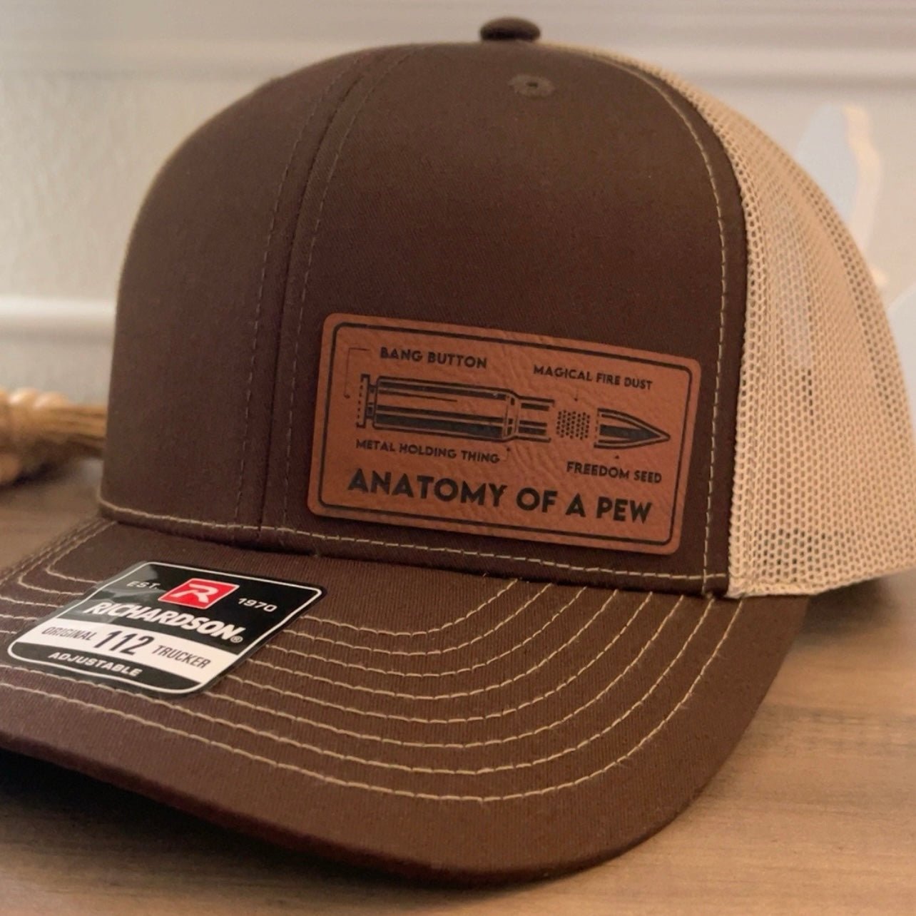 Anatomy Of A Pew Leather Patch Hat Brown - Hollow Point Society - Patch Hat