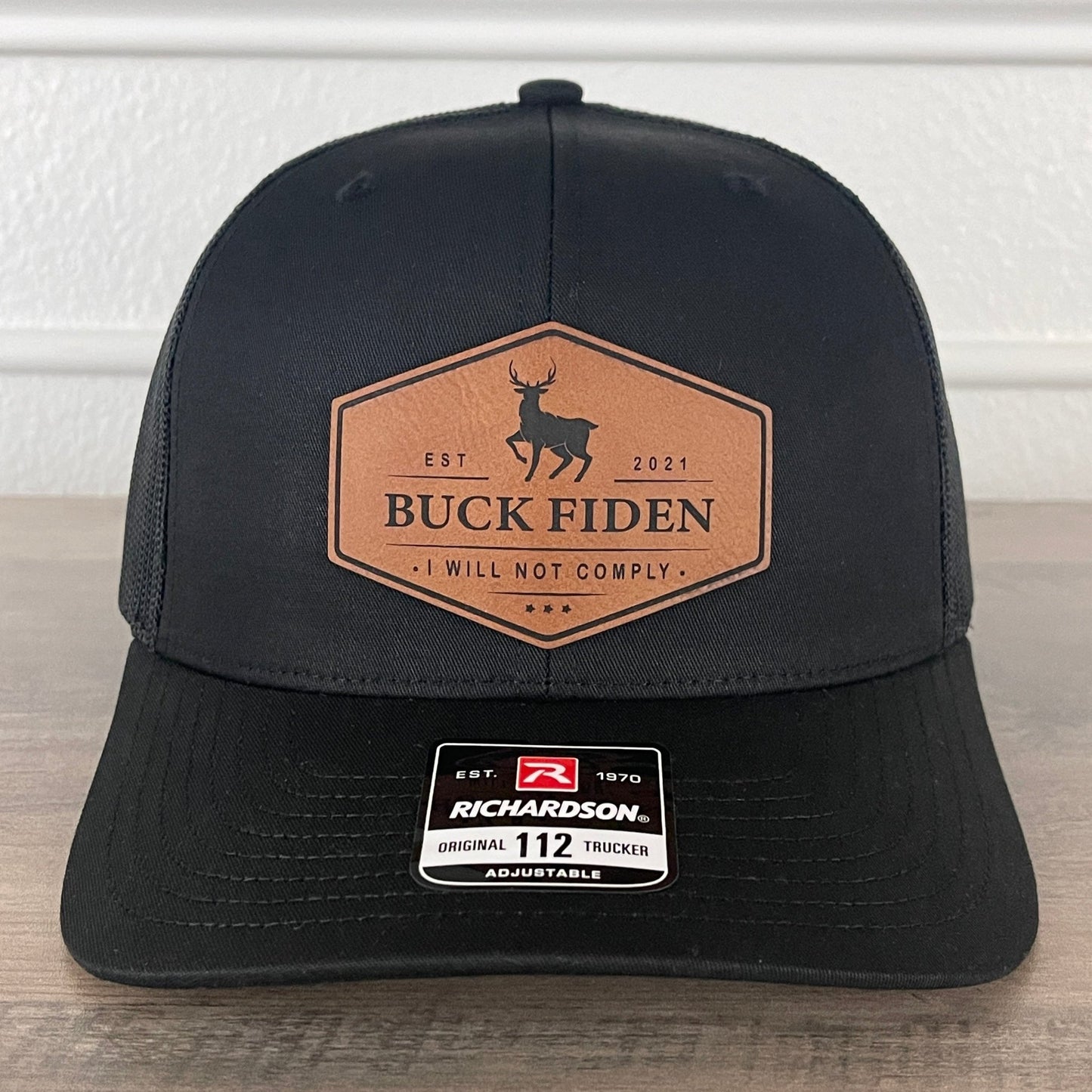 Buck Fiden Leather Patch Hat Black - Hollow Point Society - Patch Hat