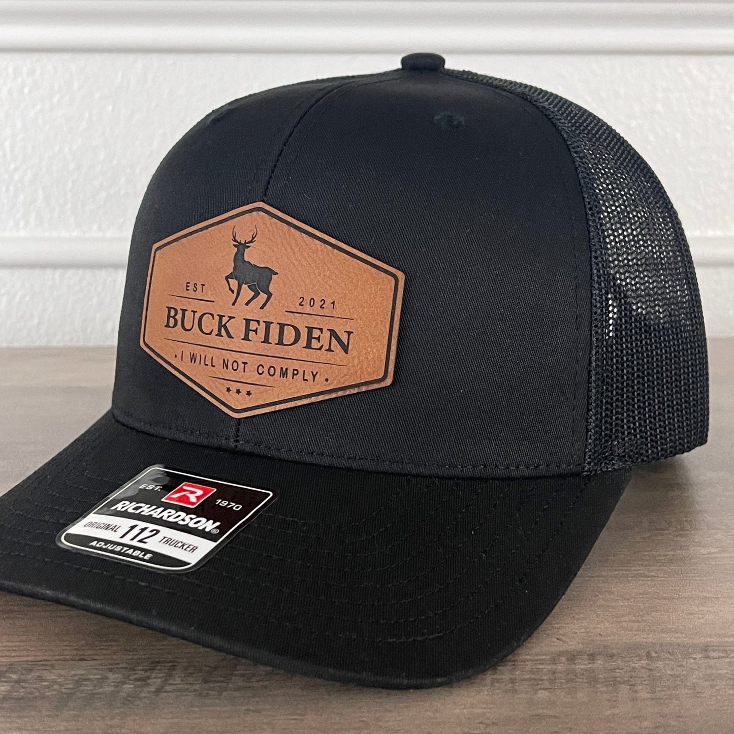 Buck Fiden Leather Patch Hat Black - Hollow Point Society - Patch Hat