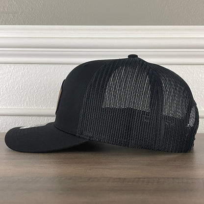 Buck Fiden Leather Patch Hat Black - Hollow Point Society - Patch Hat