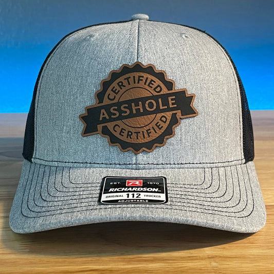 CERTIFIED AS*HOLE Funny Leather Patch Hat - Hollow Point Society - Patch Hat