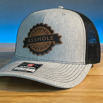 CERTIFIED AS*HOLE Funny Leather Patch Hat - Hollow Point Society - Patch Hat