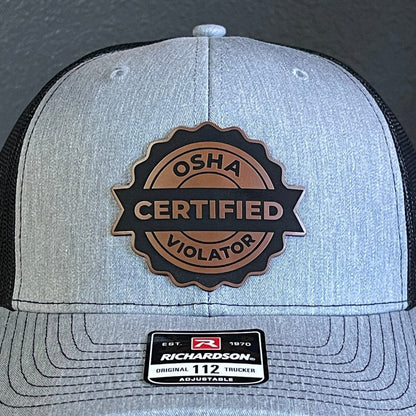 Certified OSHA Violator Funny Blue Collar Leather Patch Hat - Hollow Point Society - Patch Hat