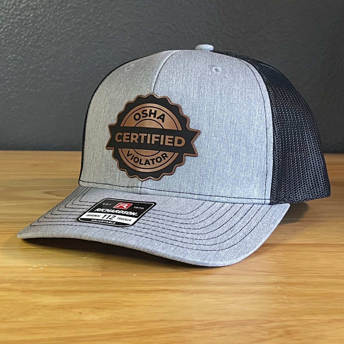 Certified OSHA Violator Funny Blue Collar Leather Patch Hat - Hollow Point Society - Patch Hat