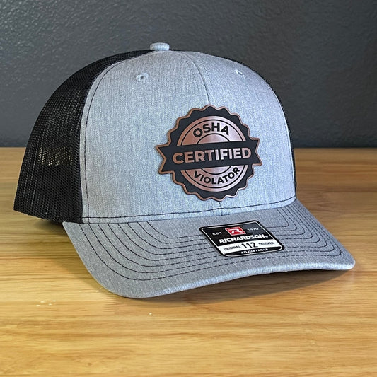 Certified OSHA Violator Funny Blue Collar Leather Patch Hat - Hollow Point Society - Patch Hat