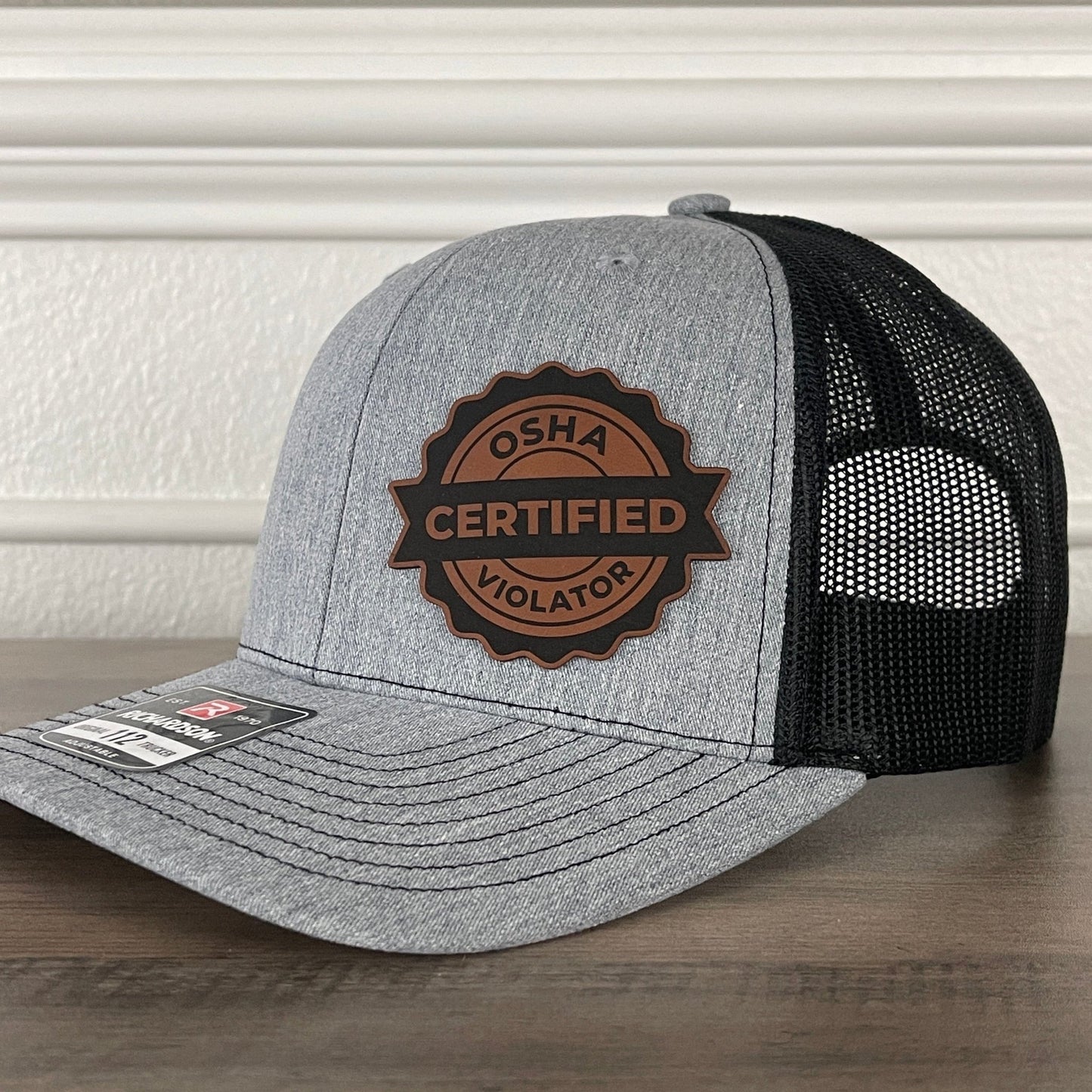 Certified OSHA Violator Funny Blue Collar Side Leather Patch Hat - Hollow Point Society - Patch Hat