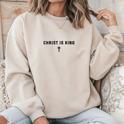 Christ is King Cross Christian Faith Gildan Jesus Sweatshirt - Hollow Point Society - Sweater