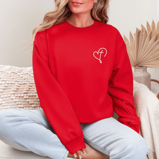 Christian Valentine’s Day Sweatshirt for Women, Heart and Cross Sweater, Faith - Based Gift - Hollow Point Society - Sweater