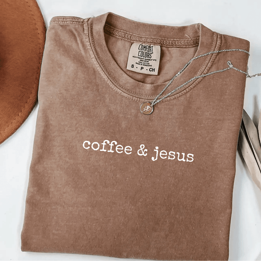Coffee & Jesus Christian Faith Oversized Graphic T-Shirt - Hollow Point Society - T-Shirt