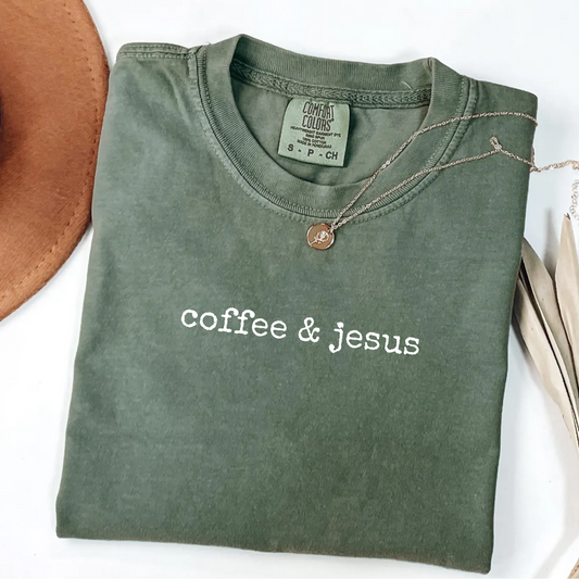 Coffee & Jesus Christian Faith Oversized Graphic T-Shirt