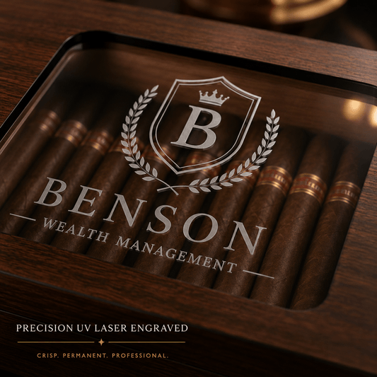 Custom Logo Cigar Humidor with Digital Hygrometer - Hollow Point Society - Cigar Humidor