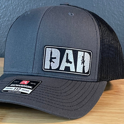 DAD 2A 2nd Amendment Patriotic Leather Patch Hat Blk/Silv - Hollow Point Society - Patch Hat