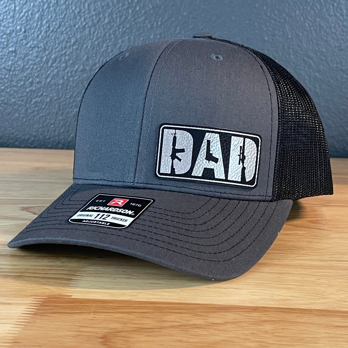 DAD 2A 2nd Amendment Patriotic Leather Patch Hat Blk/Silv - Hollow Point Society - Patch Hat