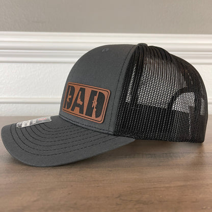 DAD 2A 2nd Amendment Patriotic Leather Patch Hat Charcoal/Black - Hollow Point Society - Patch Hat